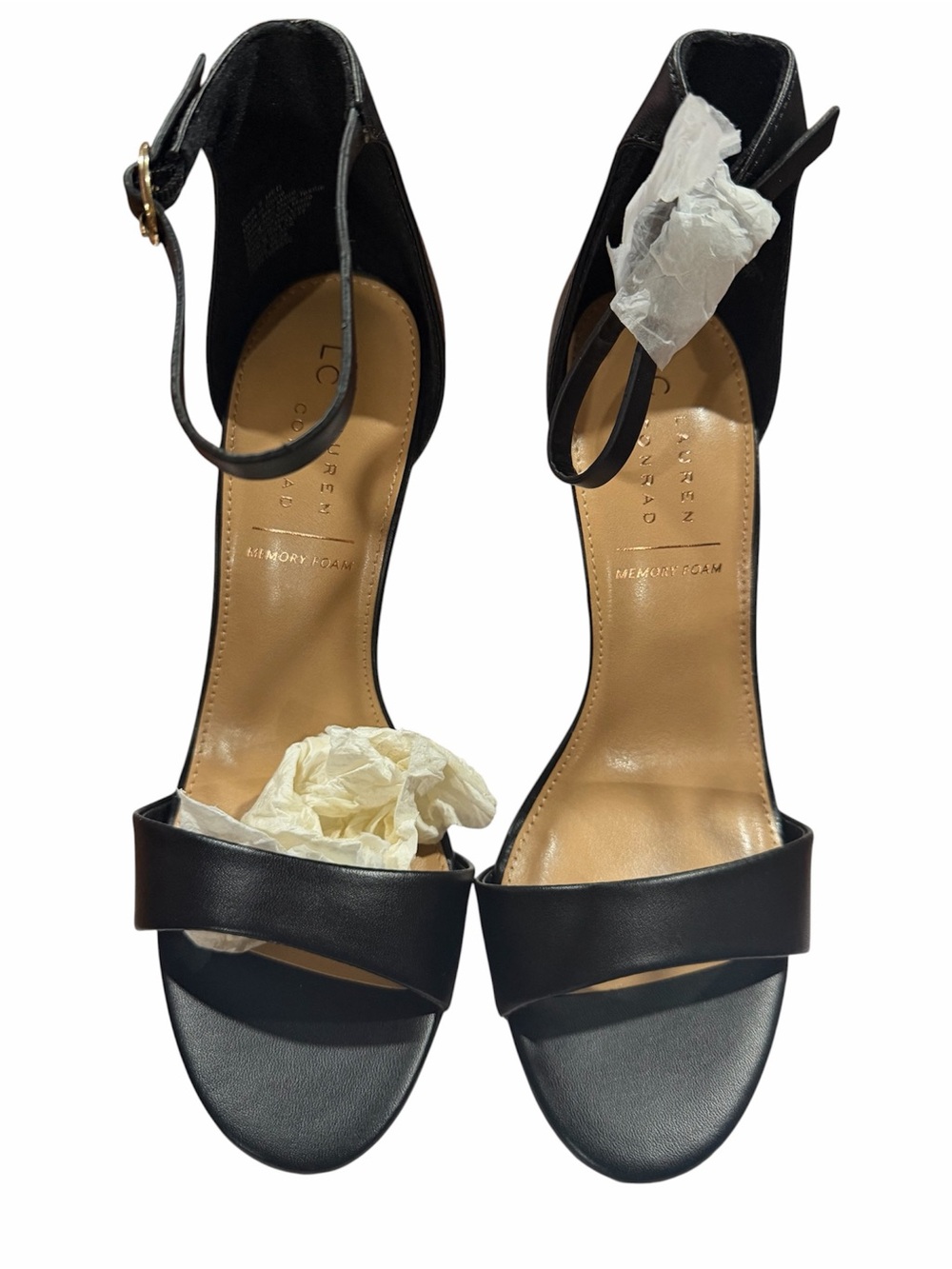 LC Lauren Conrad Black Open-Toe Ankle-Strap Heels